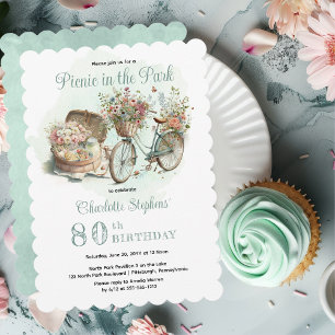 Invitation Fête d'anniversaire 80 ans Picnic in the Park Flor