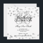 Invitation Fête d'anniversaire 80th Silver Foil Parties scint<br><div class="desc">Elégante fête de 80e anniversaire Faux Argent Parties scintillant Foil modèle invitation. Avec des lumières et des étincelles.</div>