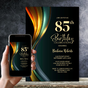 Invitation Fête d'anniversaire 85 ans noir et or moderne