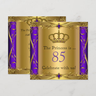 Invitation Fête d'anniversaire 85 ans Princesse Royale Violet