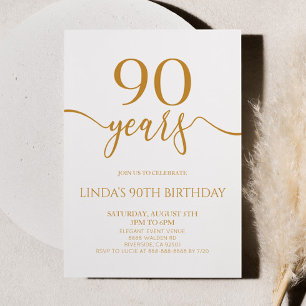 Invitation Fête d'anniversaire 90 ans élégante minimaliste ch