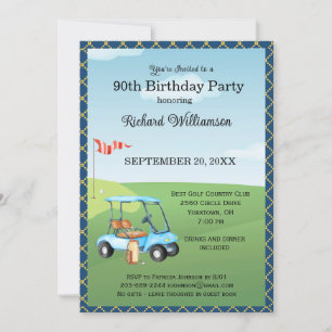 Invitation Fête d'anniversaire 90 ans thème golf masculin  