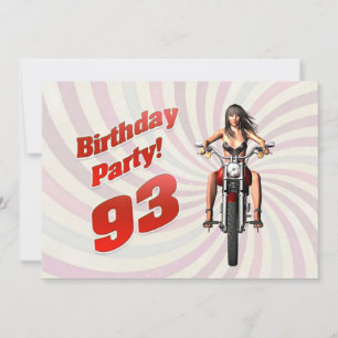 Invitation fête d'anniversaire 93 ans avec une fille sur une