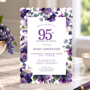 Invitation Fête d'anniversaire 95 ans Fleur de Violette Viole