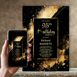 Invitation Fête d'anniversaire 95 ans noir et or