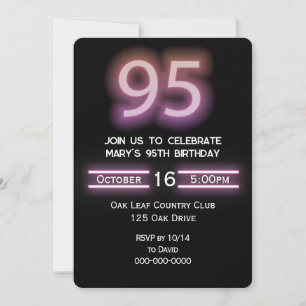 Invitation Fête d'anniversaire 95 ans Rose Néon