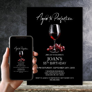 Invitation Fête d'anniversaire 95 ans Vin rouge vieilli à la