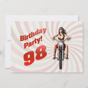 Invitation fête d'anniversaire 98 ans avec une fille sur une