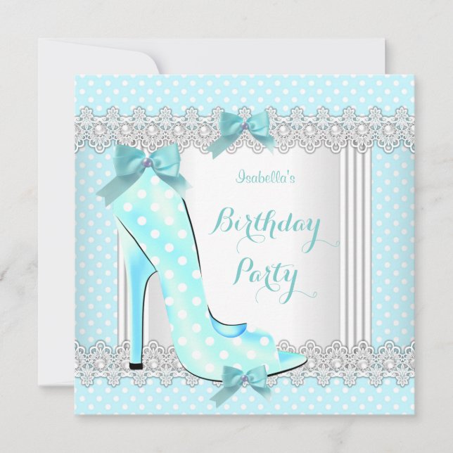 Invitation Fête d'anniversaire à chaussures à talons hauts à  (Devant)