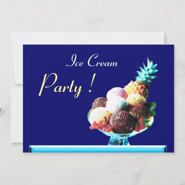 Invitation FÊTE D'ANNIVERSAIRE À LA CRÈME DE GLACE 2, bleu (Devant)