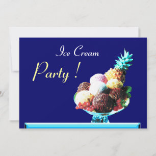Invitation FÊTE D'ANNIVERSAIRE À LA CRÈME DE GLACE 2, bleu