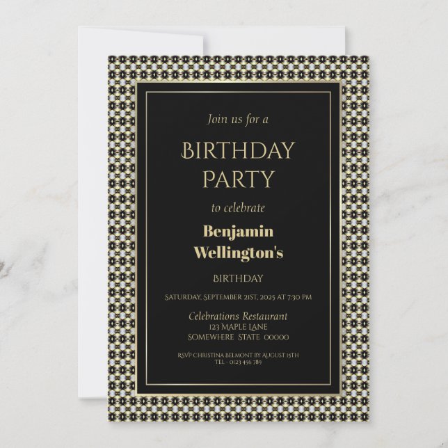Invitation Fête d'anniversaire à la frontière moderne (Devant)