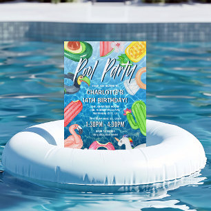 Invitation Fête d'anniversaire à la piscine pour s'amuser l'é