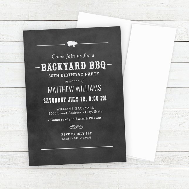 Invitation Fête d'anniversaire à l'ardoise BBQ de jardin (Créateur téléchargé)