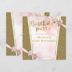 Invitation Fête d'anniversaire à paillettes glamour glitter o