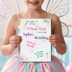 Invitation fête d'anniversaire à thème de la fée des enfants