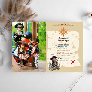 Invitation Fête d'anniversaire à thème de l'ours pirate