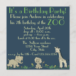 Invitation Fête d'anniversaire à thème Zoo