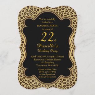 Invitation Fête d'anniversaire à tous les âges, Cheetah, Blac