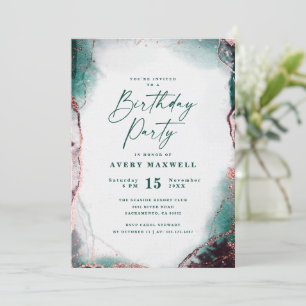 Invitation Fête d'anniversaire Abstraite Emerald Green