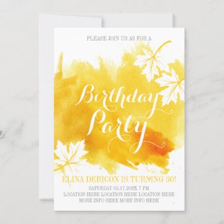 Invitation Fête d'anniversaire abstraite moderne jaune aquare