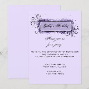 Invitation Fête d'anniversaire Abstraite violette