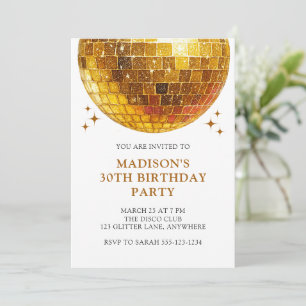 Invitation Fête d'anniversaire adulte 30 ans boule disco mode