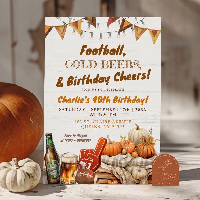 Invitation Fête d'anniversaire adulte de football, acclamatio (Créateur téléchargé)