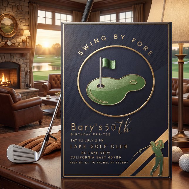 Invitation Fête d'anniversaire adulte de golf  (Créateur téléchargé)