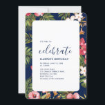 Invitation Fête d'anniversaire adulte d'été tropical moderne<br><div class="desc">Célébrez votre jour spécial avec cette invitation de fête tropicale qui présente une typographie simple et élégante ainsi que des motifs tropicaux. Ce modèle de conception est entièrement personnalisable.</div>