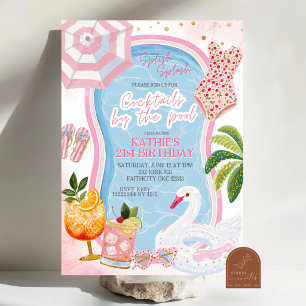 Invitation Fête d'anniversaire adulte fantaisiste Splish Spla