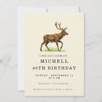 Invitation Fête d'anniversaire adulte pour chasse au cerf élé