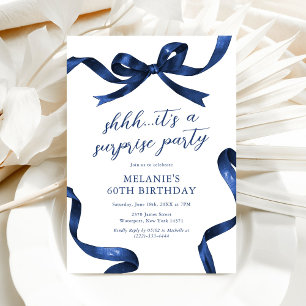 Invitation Fête d'anniversaire adulte surprise au ruban bleu