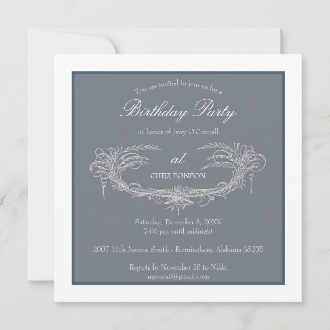 Invitation Fête d'anniversaire adulte Vintage bleue (Devant)