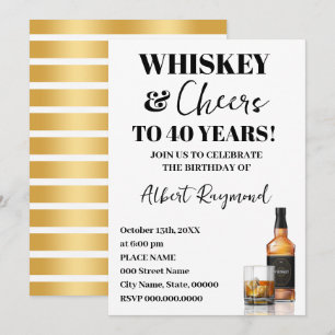 Invitation Fête d'anniversaire adulte Whiskey & Cheers