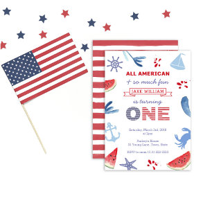 Invitation Fête d'anniversaire All-American Red White Blue