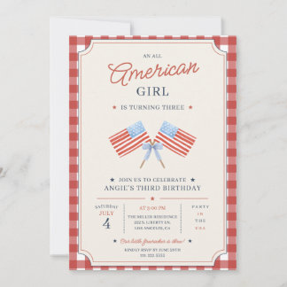 Invitation Fête d'anniversaire américaine pour fille tout en