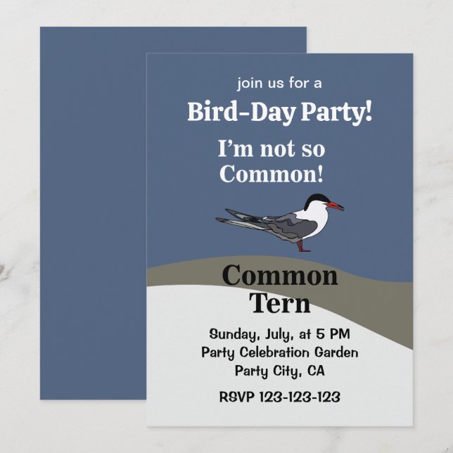 Invitation Fête d'anniversaire amusante de la Sterne commune (Devant / Derrière)