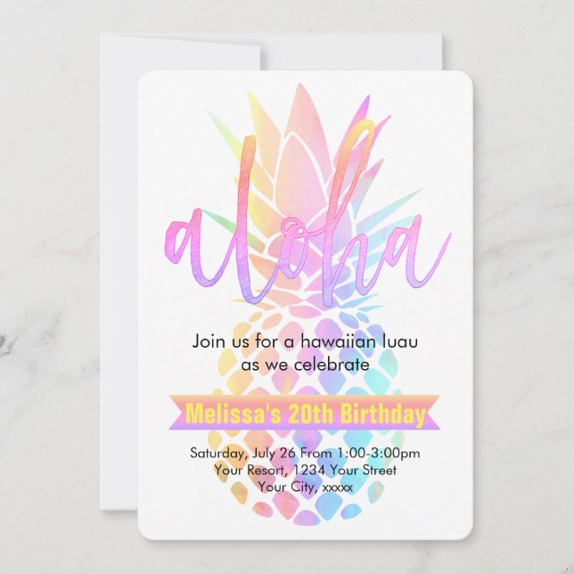 Invitation fête d'anniversaire ananas (Devant)