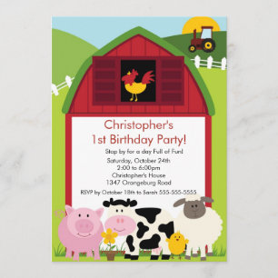 Invitation Fête d'anniversaire animale d'amusement de