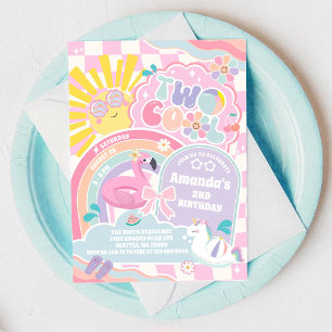 Invitation Fête d'anniversaire arc-en-ciel de 2 ans Two Cool