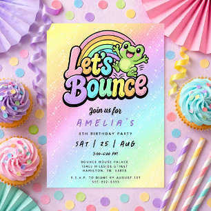 Invitation Fête d'anniversaire arc-en-ciel grenouille sautons