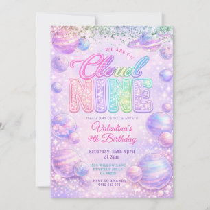 Invitation Fête d'anniversaire Arc-en-ciel Pastel Pailleté da