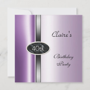 Invitation Fête d'anniversaire argentée de 40 ans au lilas po