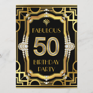 Invitation Fête d'anniversaire Art Déco 50 ans