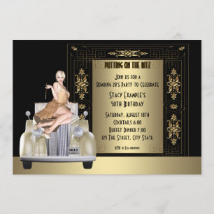 Invitation Fête d'anniversaire Art Déco des Années Folles