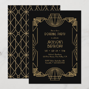 Invitation Fête d'anniversaire Art Déco / Gatsby / Années Fol