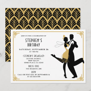 Invitation Fête d'anniversaire Art déco/Gatsby le Magnifique/