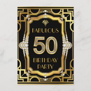 Invitation Fête d'anniversaire Art Déco glamour fabuleuse 50