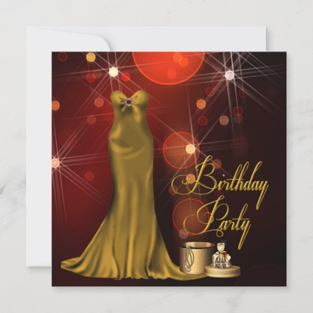 Invitation Fête d'anniversaire Art Déco pour femme (Devant)